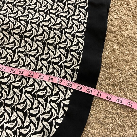 Kate Spade ♠️ Bird Print Sleeveless Draped Neck Midi Dress, Black/White, Size 14 - Picture 10 of 11